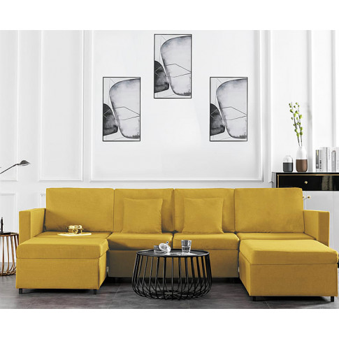 4-osobowa rozkładana żółta sofa Arbre 4X