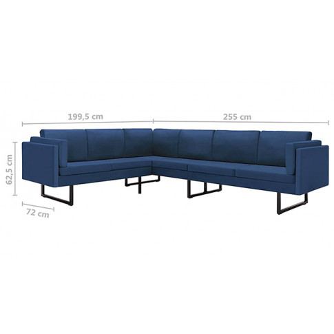 7-osobowa niebieska sofa narożna, tkanina, Sirena 2X