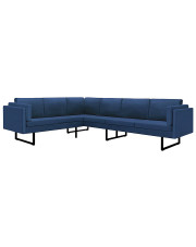 7-osobowa niebieska sofa narożna z tkaniny - Sirena w sklepie Edinos.pl