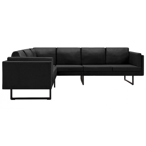 7-osobowa czarna sofa narożna, tkanina, Sirena 2X