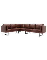7-osobowa brązowa sofa narożna z ekoskóry - Sirena 2X w sklepie Edinos.pl