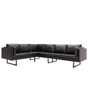 7-osobowa czarna sofa narożna z ekoskóry - Sirena 2X w sklepie Edinos.pl