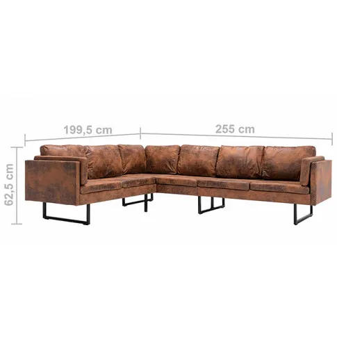 Brązowa sofa narożna z ekozamszu Sirena 2X