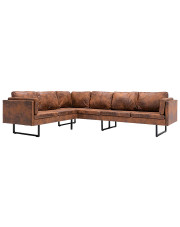 7-osobowa brązowa sofa narożna z ekozamszu - Sirena 2X w sklepie Edinos.pl