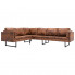 7-osobowa brązowa sofa narożna z ekozamszu - Sirena 2X