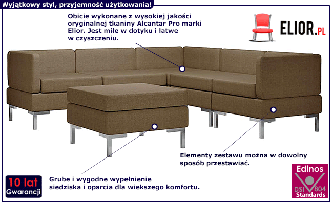 Brązowy 6-częściowy zestaw wypoczynkowy Gova 6E 6D