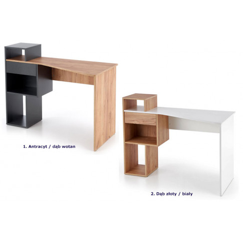 Szczegółowe zdjęcie nr 4 produktu Designerskie biurko z nadstawką dąb złoty/biały - Lider
