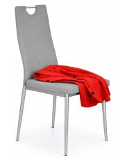 Popielate metalowe krzesło z ekoskóry tapicerowane - Rusto w sklepie Edinos.pl