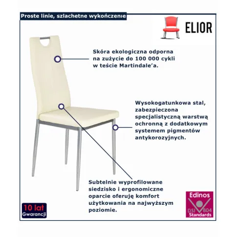 Zdjęcie kremowe krzesło tapicerowane Rusto | Edinos.pl