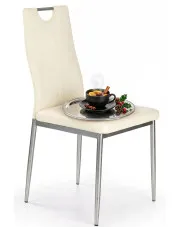 Kremowe metalowe krzesło tapicerowane - Rusto w sklepie Edinos.pl