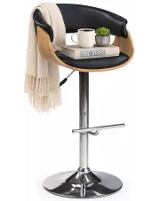 Czarny tapicerowany hoker obrotowy z oparciem - Provence w sklepie Edinos.pl