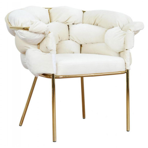 Biało-złoty fotel nowoczesny Renfi 2X