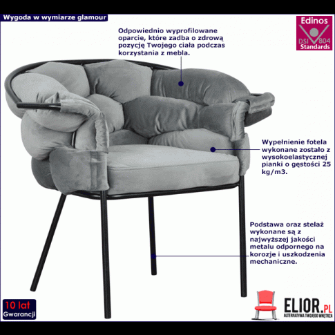 Szary fotel nowoczesny Renfi 3X