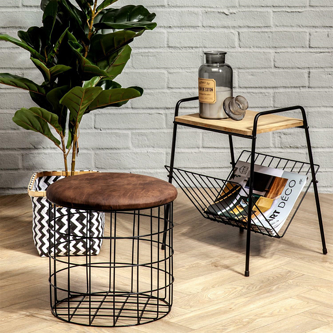 Loftowy stolik Ragni - z gazetnikiem