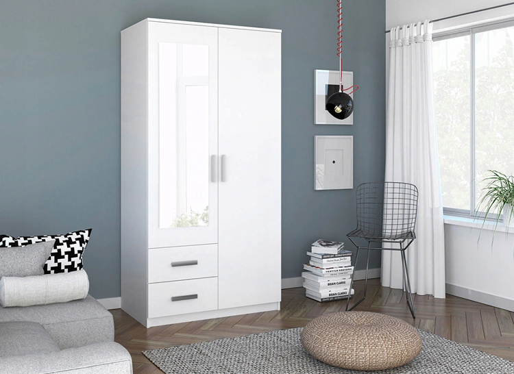 Duża biała szafa do przedpokoju Besari 2S
