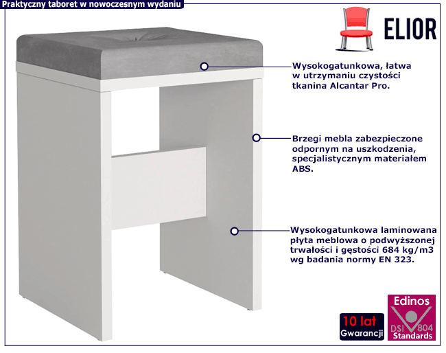 Biały nowoczesny taboret tapicerowany Lovis