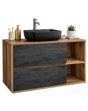 Wisząca loftowa szafka z szufladami pod umywalkę nablatową - Sarema 3X w sklepie Edinos.pl