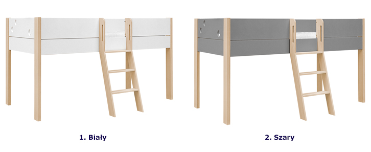 Kolorystyka drewnianego łóżka antresola dla dzieci Erno 3X