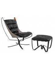 Czarny fotel z podnóżkiem do salonu - Liria 2X w sklepie Edinos.pl