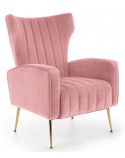 Różowy tapicerowany fotel glamour - Marson w sklepie Edinos.pl