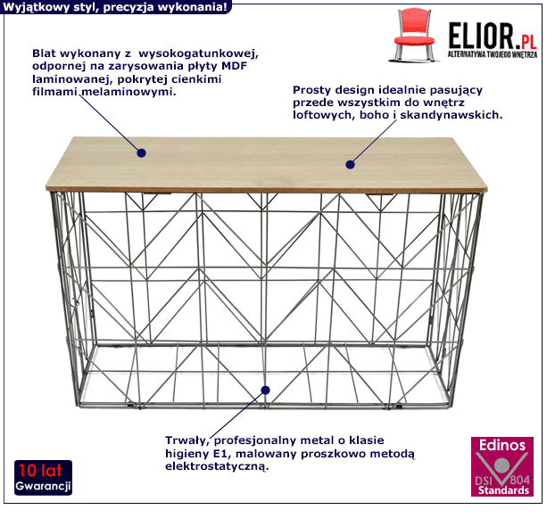 Loftowy stolik kosz Forgi - składany