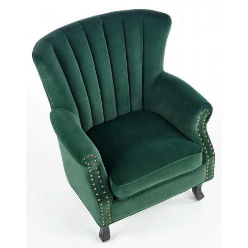 Zielony fotel w stylu chesterfield Romes