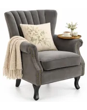 Szary welurowy wygodny fotel do pokoju wypoczynkowy - Lorus w sklepie Edinos.pl