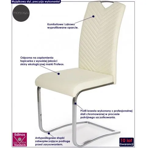 Fotografia Kremowe krzesło tapicerowane - Roza z kategorii Krzesła wg koloru/stylu