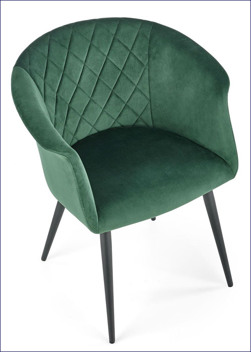 Nowoczesne tapicerowane zielone krzesło do salonu Umbro
