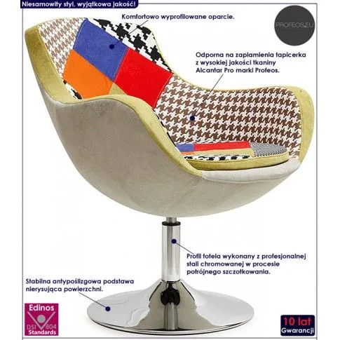 Fotografia Fotel wypoczynkowy Kelson - patchwork z kategorii Fotele wypoczynkowe