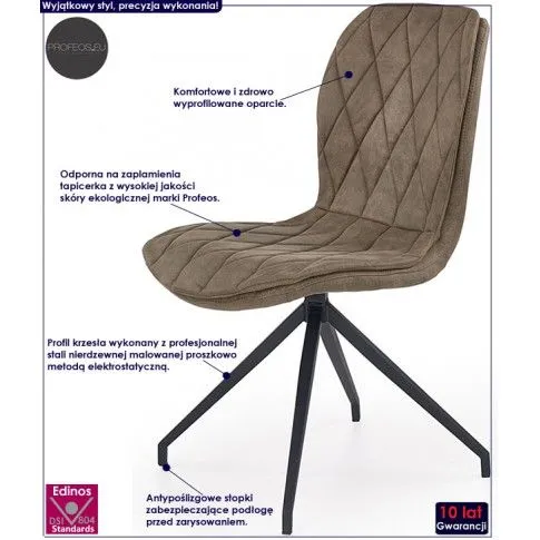 Fotografia Beżowe stylowe tapicerowane krzesło - Selria z kategorii Krzesła