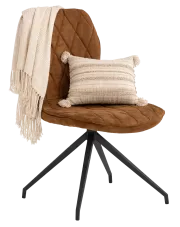 Brązowe tapicerowane metalowe krzesło industrialne - Selria w sklepie Edinos.pl