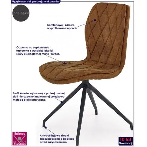 Fotografia Brązowe tapicerowane metalowe krzesło industrialne - Selria z kategorii Krzesła wg koloru/stylu