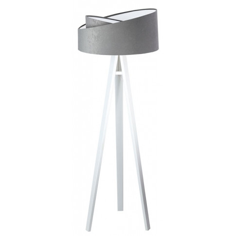Szaro-biała lampa stojąca z asymetrycznym abażurem S023-Dorsa