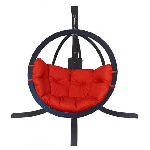 Antracytowy fotel bujany z czerwonym siedziskiem Parys 4X