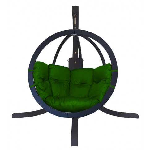 Antracytowy fotel wiszący z zielonym siedziskiem Parys 4X