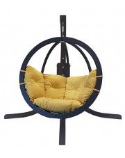 Ogrodowy fotel okrągły z żółtą poduszką - Parys 4X  w sklepie Edinos.pl