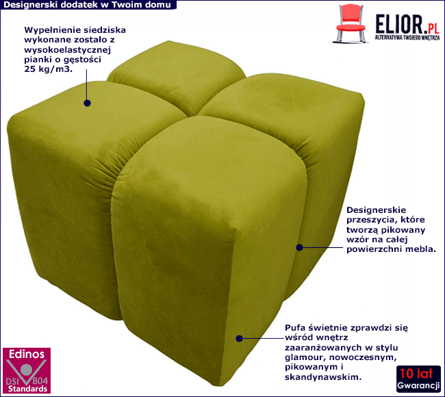 Pikowana pufa do salonu Widers 2X