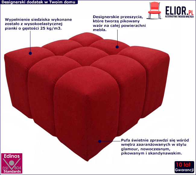 Pikowana pufa do salonu Widers 4X