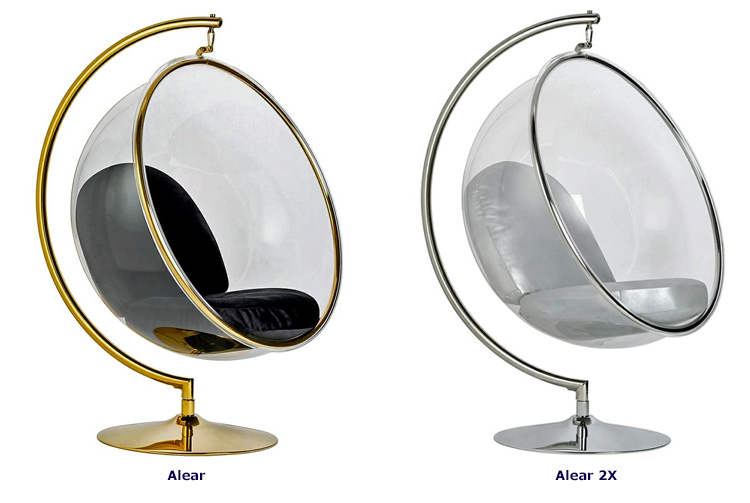 Produkt Srebrny fotel wiszący z chromowaną podstawą - Tivos 2X - zdjęcie numer 2