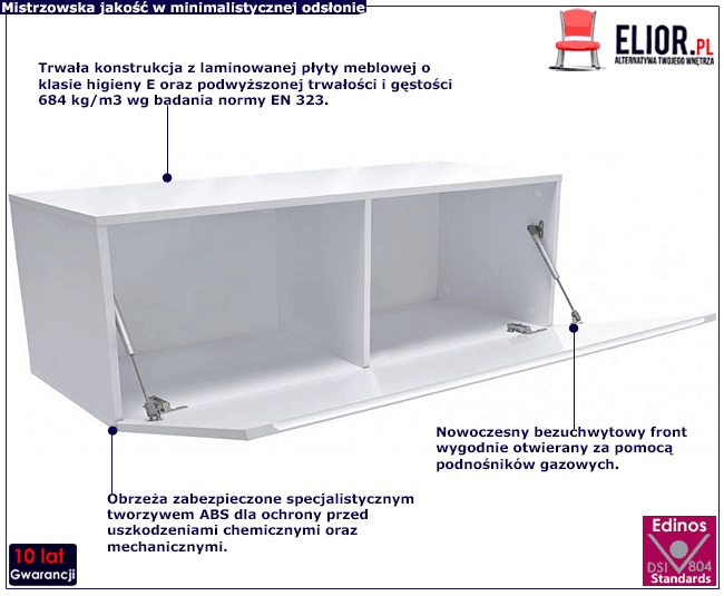 Biała wisząca szafka RTV 120 cm Nevika 3X