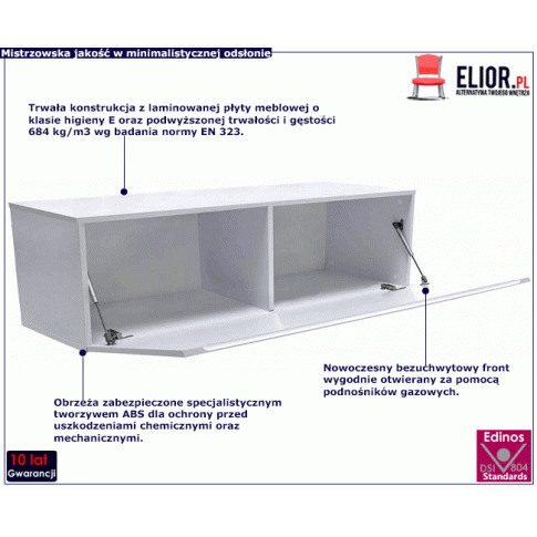 Fotografia Biała ścienna szafka RTV 140 cm - Vicky 4X z kategorii Szafki