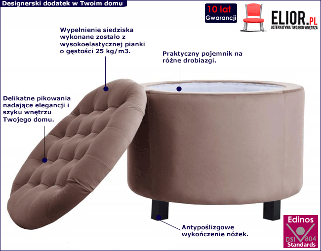 Pikowany puf do salonu Barona