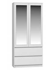 Biała minimalistyczna szafa z lustrem - Figra