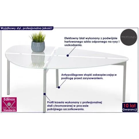 Fotografia Szklana ława Dargin - biała z kategorii Ławy i stoliki