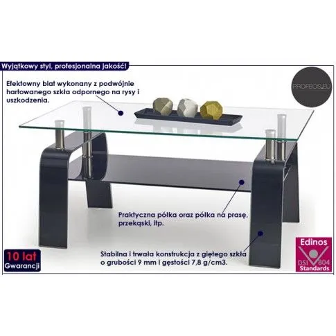 Fotografia Ława z giętego szkła Velvet - czarna z kategorii Ławy i stoliki