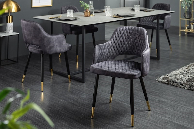 Produkt Szare pikowane krzesło do salonu i jadalni - Viviro - zdjęcie numer 2