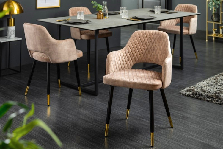 Produkt Metalowe tapicerowane krzesło greige - Viviro - zdjęcie numer 2