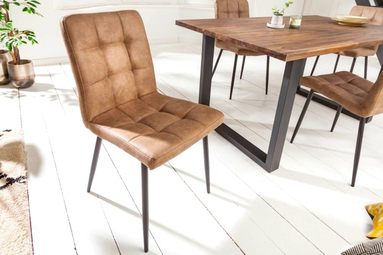 Produkt Szarobrązowe pikowane krzesło tapicerowane do jadalni i salonu - Adoma - zdjęcie numer 2