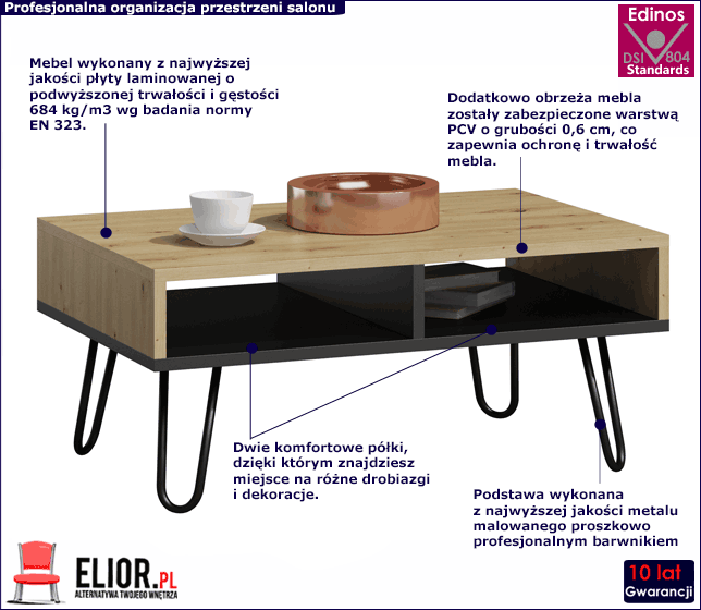 Nowoczesna ława do salonu Deti